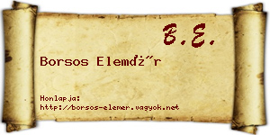 Borsos Elemér névjegykártya