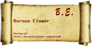 Borsos Elemér névjegykártya